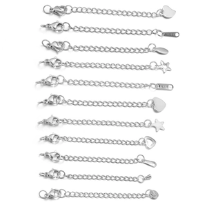 5cm stainless steel extender chains with lobster clasps and diverse charm pendants