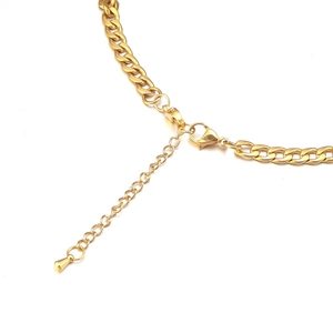 5cm gold 304 stainless steel extension chain with lobster clasp and drop pendant