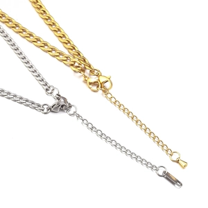 Pair of 5cm 304 stainless steel extender chains with lobster clasp in gold and silver