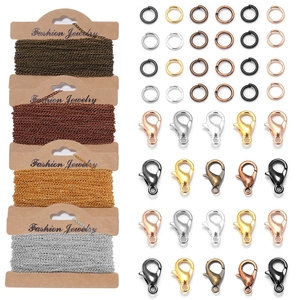Kit de Accesorios para Joyería DIY Con Cadena Cruzada de Hierro Broches de Langosta Anillos de Salto para Collares Pulseras