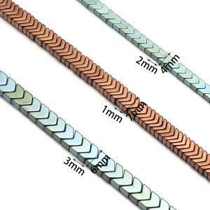 V-shaped hematite arrow beads in iridescent blue and bronze for DIY jewelry making
