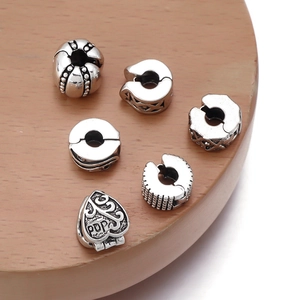 S925 sterling silver antique beads for DIY jewelry making with heart and hollow patterns