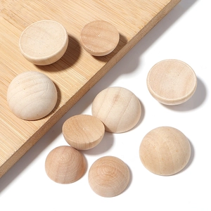 Natural half-round wooden beads in various sizes for DIY jewelry and furniture decor