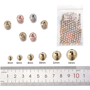 Faceted CCB metallic beads in gold and silver, 4mm to 14mm sizes for DIY jewelry making