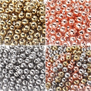 Faceted CCB round beads in gold, rose gold and silver for DIY jewelry making accessories