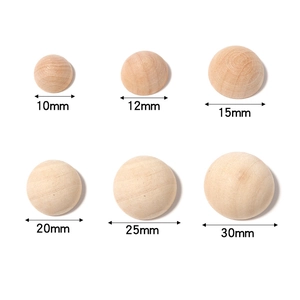 Natural wood split balls in six sizes from 10mm to 30mm for DIY crafts and jewelry making