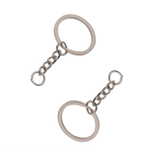 Flacher Schlüsselring aus Metall in Silber mit Kette für DIY-Schmuckzubehör