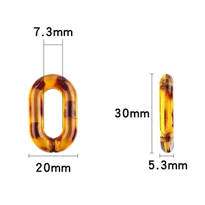 Eslabones de cadena de acrílico carey para bolsos DIY, tamaño 30x20mm, pack de 50