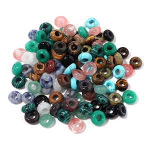 Polished multi-color gemstone ring beads for DIY jewelry making in assorted stone textures