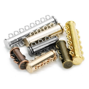 Assorted magnetic slide tube clasps in multiple metallic colors for DIY jewelry making