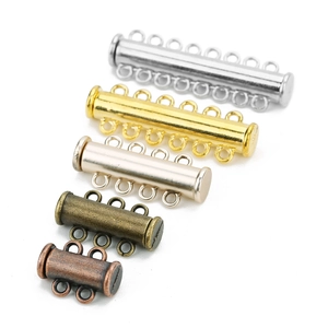 Alloy magnetic multi-strand slide clasps for necklaces and bracelets in five metal finishes