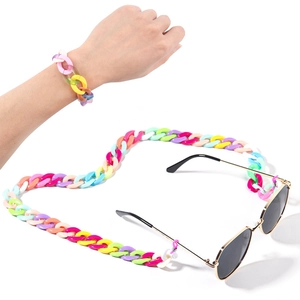Eslabones de cadena de acrílico esmerilado multicolor para joyería DIY y cordón de gafas