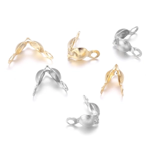 Polished stainless steel bead tips and calotte connectors for DIY jewelry making