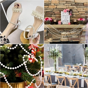 Cadena versátil de perlas ABS blanco roto para bodas DIY y decoración de árbol de Navidad