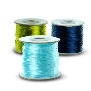 Three-pack 80yd silky nylon cords in green and blue for DIY jewelry braiding