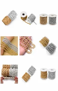 Detailed grid view of nine styles of lightweight aluminum chains for DIY jewelry making
