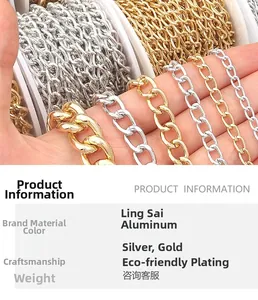 Details von leichten Aluminium-Gliederketten in Gold und Silber für DIY-Schmuck und Taschen