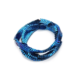 Arrow-shaped hematite spacer beads in iridescent blue finish for DIY jewelry