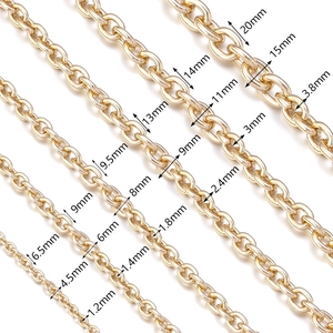 Polished gold aluminum cross chains in various sizes for DIY jewelry accessories