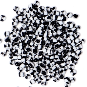 Perline di vetro a strisce retrò da 4mm per gioielli fai-da-te in bianco e nero
