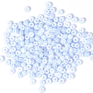 Macro di perline in vetro a strisce blu da 4mm per la creazione di gioielli fai-da-te