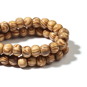 Natural water ripple wooden beads with vintage tiger stripes for DIY bracelet making