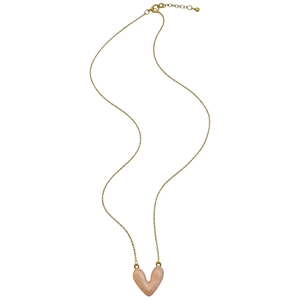 Elegant 14k gold plated necklace featuring a unique marbled pink enamel heart pendant design.
