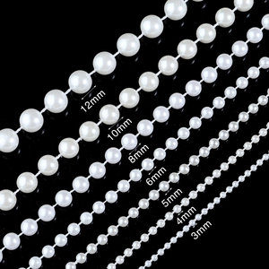 Cadenas de perlas de ABS blanco de 3mm a 12mm para bisutería DIY y manualidades