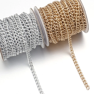 Rouleaux de chaînes gourmettes en aluminium doré et argenté pour bijoux DIY et sacs
