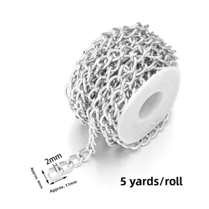 Silberne Aluminiumkette für DIY-Schmuckherstellung mit 8 mm x 11 mm Gliedern auf Rolle