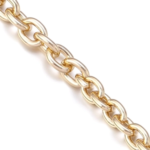 Polished gold aluminum cross chain with oval links for DIY jewelry making and apparel