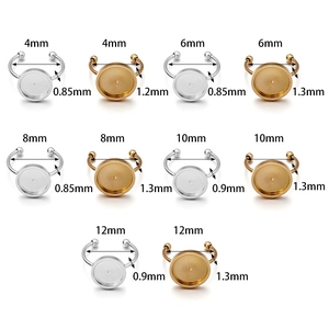 Adjustable stainless steel ring settings in gold and silver for DIY jewelry making