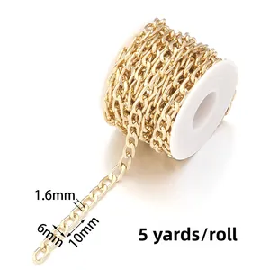 Detail showing 6mm x 10mm golden aluminum NK chain links with 1.6mm wire diameter