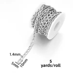 Close-up of silver aluminum NK chain on a roll for DIY jewelry and bag making