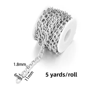 Detailed close-up of 5-yard silver aluminum NK chain roll with 11mm link dimensions
