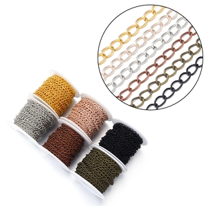 Iron Metal Curb Chain Side Twist Extension Chain Roll Spool Electroplated Jewelry Making Findings DIY Accessory Material