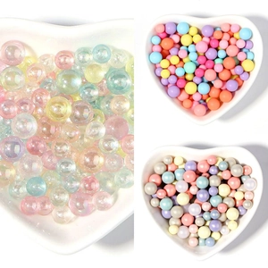 Cuentas Redondas de Acrílico Sin Agujero Perla Artificialdo Macaron Colores Mezclados Iridiscente Cuentas Sueltas Para Joyería DIY Accesorios