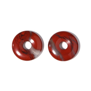 Polished red jasper stone Pi Disc charms showing natural black mineral textures