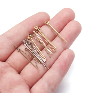 Assorted color eye pins for DIY jewelry making in gold silver and bronze metal finishes