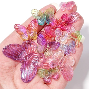Détails de breloques papillon en acrylique translucide dégradé pour accessoires DIY
