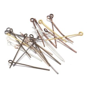 Assorted color eye pins for jewelry making in silver gold and bronze metal finishes