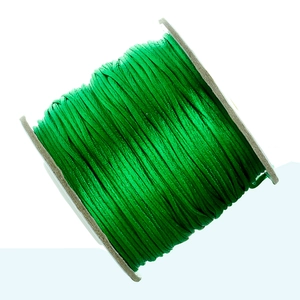 Rollo de cordón de seda coreana verde para joyería DIY y nudos chinos