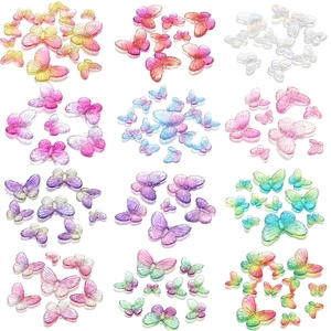 Pendentifs Papillon Irisés en Acrylique Transparent Perles Papillon Dégradées pour Accessoires de Bijouterie DIY