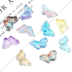 Lampwork Glass Butterfly Beads Transparent Gradient Pearlescent Loose Beads For DIY Jewelry Making Bracelet Necklace
