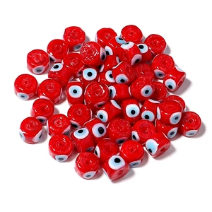 Vibrant red Evil Eye glass spacer beads for DIY jewelry making and handmade crafts