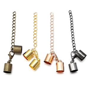 DIY jewelry fastener set with lobster clasps and extension chains in four metallic colors