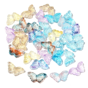 Colorful translucent butterfly glass beads for DIY jewelry making and hair accessories