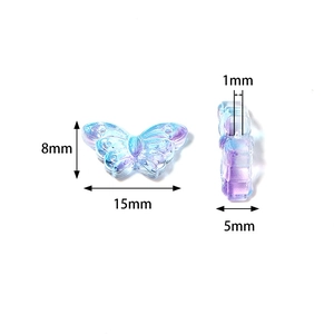 Blue-purple gradient glass butterfly beads in 15x8mm size for DIY jewelry making