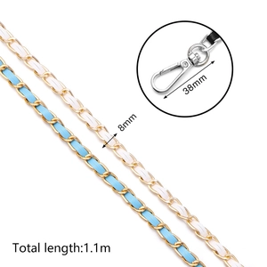 Aluminum purse chain strap with woven PU leather and lobster clasps for DIY handbags
