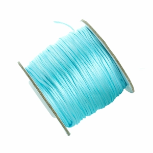 Rollo de cordón de satén azul cielo para joyería DIY en carrete blanco con brillo sedoso